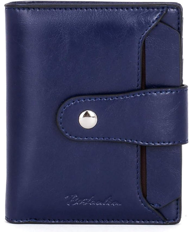 BOSTANTEN Women Leather Wallet RFID Blocking Small Bifold Zipper Pocket Wallet Card Case Purse with ID Window