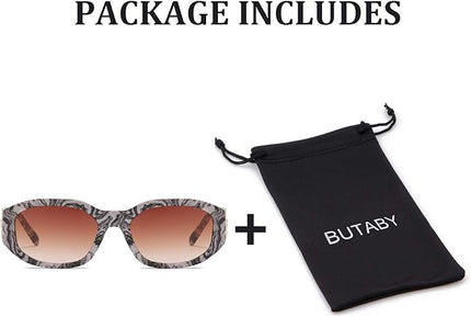 BUTABY Rectangle Sunglasses for Women Retro Driving Glasses 90’s Vintage Fashion Irregular Frame UV400 Protection