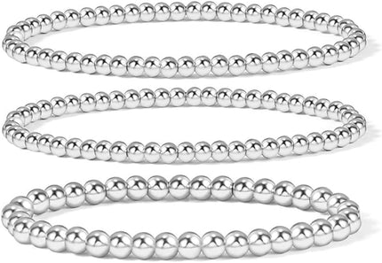 Elegance 11 designs 14K Gold Plated Bead Ball Bracelet Stretchable Elastic Gold Beaded Bracelets for Women