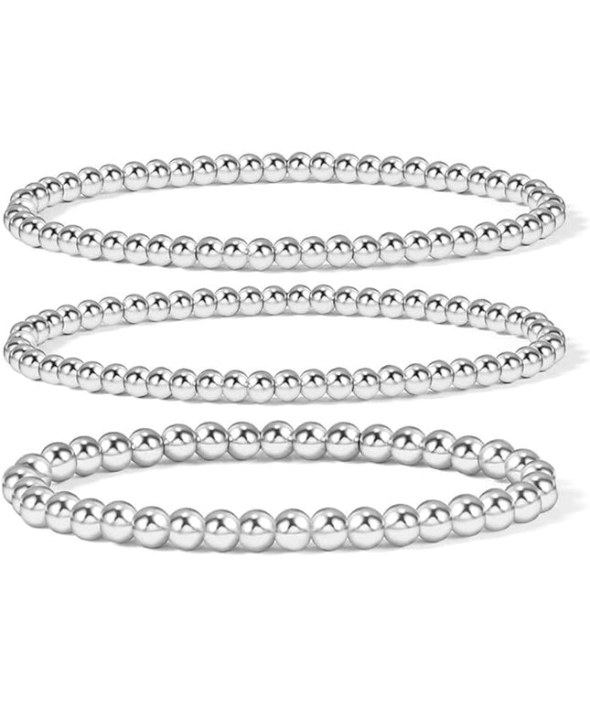 Elegance 11 designs 14K Gold Plated Bead Ball Bracelet Stretchable Elastic Gold Beaded Bracelets for Women