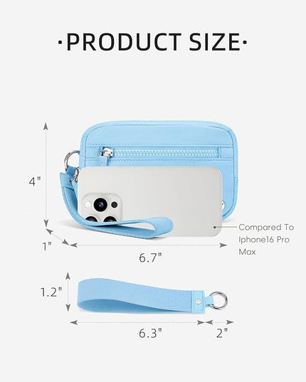 WESTBRONCO Wristlet Wallets for Women Nylon Quilted RFID Wallet with 3 Zipper Purse for Travel