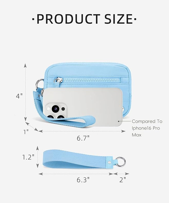WESTBRONCO Wristlet Wallets for Women Nylon Quilted RFID Wallet with 3 Zipper Purse for Travel