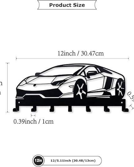 ShowMtheM Metal Car Key Holder for Wall,Metal Key Organizer Wall Decorative with 7 Hooks,Black Wall Mount Key Holder for Entryway,Front Door,Hallway,Office