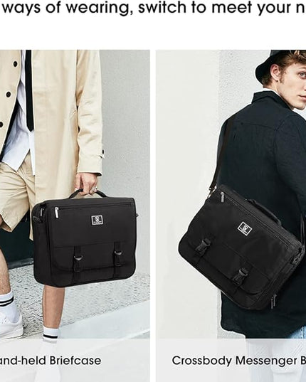 OIWAS Briefcase for 14 Inch Laptop, Messenger Bag for Men Crossbody School Satchel for Boys Multi Pockets Large Capacity Bag with Removable Shoulder Strap