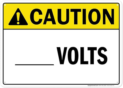 Caution Volts Sign, 10x14 Inches, 55 mil thick HDPS (high density polystyrene), Made in USA by My Sign Center
