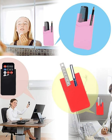 SHANSHUI Card Holder for Back of Phone, Ultra Slim Double Silicone Phone Card Holder Adhesive Stick on Wallet Pocket Pouch Seelves Compatible for iPhone and Android Phones (Multi-Colors/10pcs)