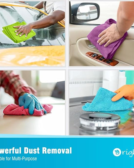 Orighty Microfiber Cleaning Cloth Pack of 60, Microfiber Towels for Cars, Highly Absorbent Car Cleaning Supplies, Lint Free Cloths Clean Rags for Car Care, House, Kitchen, 12x12 inch