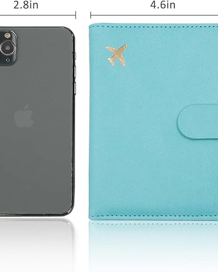 Melsbrinna Premium Leather Passport Holder Covers Case, Waterproof Rfid Blocking Travel Wallet Passport Holder with Pen Holder, Cute Passport Book for Women/Men