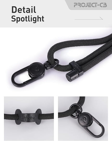 project-cb Cell Phone Lanyard 1,Phone Tether Tab 2,Phone Crossbody Strap,Lanyards for Around the Neck,Adjustable Phone Strap(Black-B)