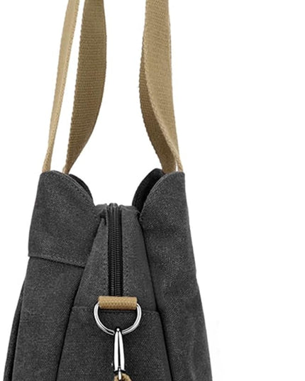 Sunshinejing Women's Canvas Purse Small Shoulder Tote Work Crossbody Bag Multi-pocket Handbag