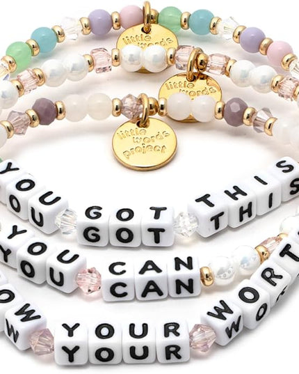 Little Words Project Mother's Day Gifts, The Original Word Bracelet, Made with Colorful Beads and Plated Brass Hardware, Handcrafted Design & Positive Message