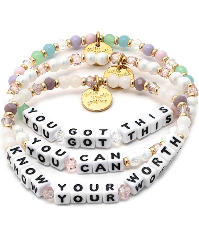 Little Words Project Mother's Day Gifts, The Original Word Bracelet, Made with Colorful Beads and Plated Brass Hardware, Handcrafted Design & Positive Message