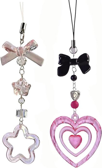 1-4PCS Cute Phone Charms Aesthetic Y2K Cell Phone Charms Strap Strawberry Butterfly Star PhoneCharm Y2K Accessories for Bag Keychain Airpods Camera Pendants Decor