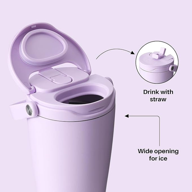 BOTTLE BOTTLE Insulated Tumbler with Handle & Straw Lid, 30oz Stainless Steel Leak-Proof Water Bottle for Hot & Cold Drinks, Add Ice Without Unscrewing, BPA-Free for Travel, Sports, Office(Purple)