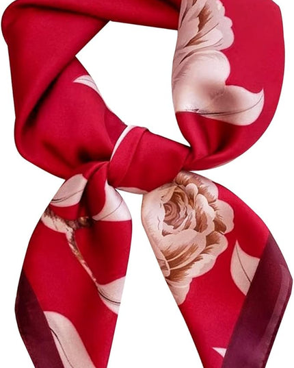 kcctoo 27.5" Mulberry Silk Feeling Head Scarf Women's Fashion Square Neck Satin Scarfs for Bag Hair Scarves Gift