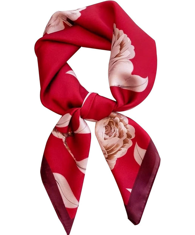 kcctoo 27.5" Mulberry Silk Feeling Head Scarf Women's Fashion Square Neck Satin Scarfs for Bag Hair Scarves Gift