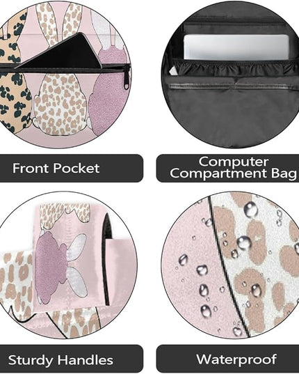 Large Backpack with 15.6 Inch Laptop Compartment, Rabbit Bunnies Print Adult Backpack for Work, Travel & School College Boys Girls
