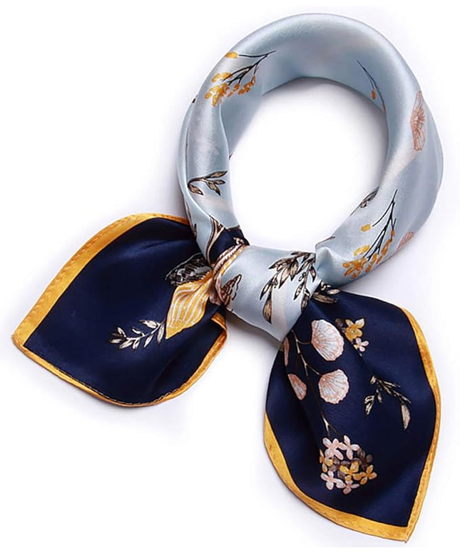 ANDANTINO 100% Mulberry Silk Scarf -21” Lightweight Square Neckerchief – Breathable Digital Printed Scarves with Gift Packed