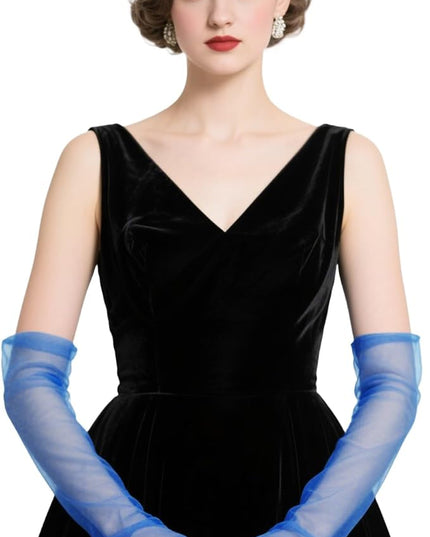 THARAHT Women Long Gloves with Satin Elbow Length for 1920s Opera Tea Party Costumes Bridal Evening Dress