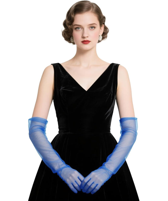 THARAHT Women Long Gloves with Satin Elbow Length for 1920s Opera Tea Party Costumes Bridal Evening Dress