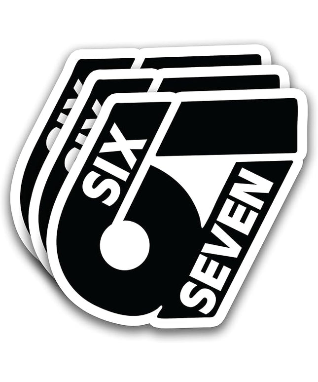 (3Pcs) Funny Six Seven 67 Stickers 6 7 Meme Vinyl Decals Waterproof Sticker for Laptop, Water Bottle, Phone Case, Tumbler, Helmet, Scrapbook, 3" x 2.7"