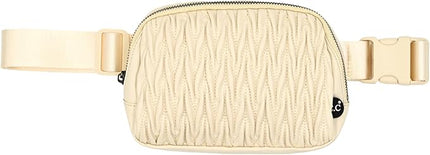 C.C Belt Bag for Women – Quilted Fanny Pack Crossbody Waist Bag with Adjustable Strap, Fashion Gift Idea (Materasse - Beige)