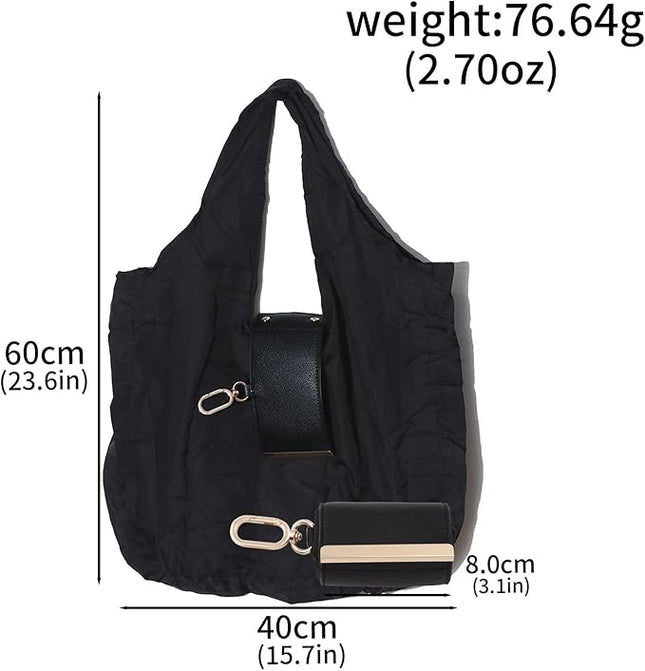 Foldable Tote Bag Keychain - Large Capacity Portable Shopping Bag Keyring - Reusable Groceries Bag for Daily Use