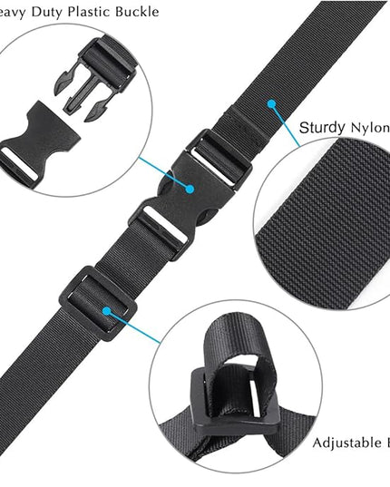 Vigorport Utility Straps Quick Release Nylon Backpack Accessory Bag Strap,Adjustable for Hiking,Travel,Outdoor Sports-4 Pack (Black, 1" W-48 L)