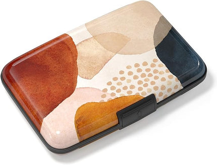 Atufsuat Credit Card Holder, Mini Aluminum Card Wallet RFID Blocking Slim Metal Hard Card Case for Women Men, Abstract Marble