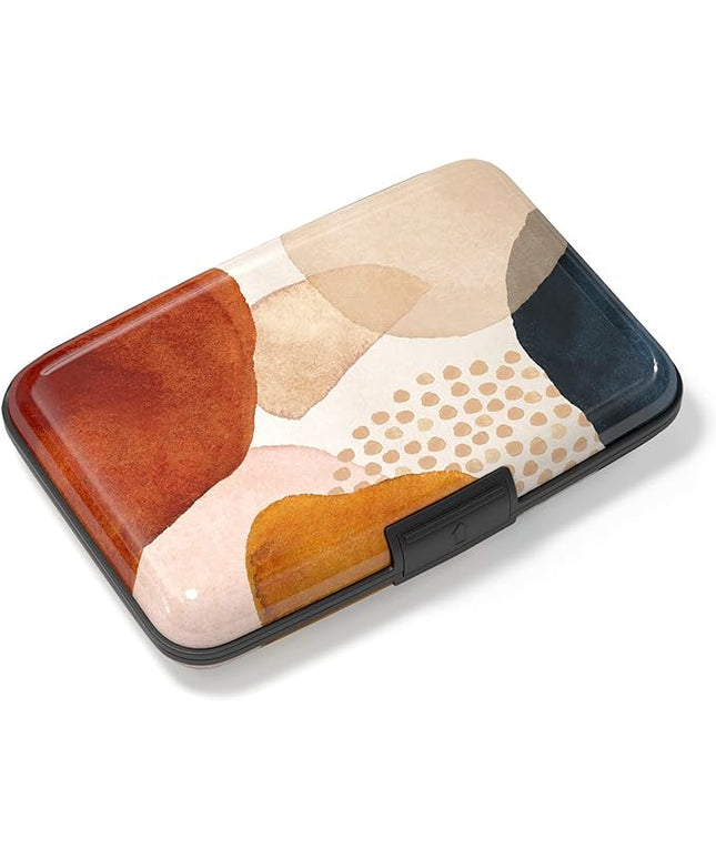 Atufsuat Credit Card Holder, Mini Aluminum Card Wallet RFID Blocking Slim Metal Hard Card Case for Women Men, Abstract Marble