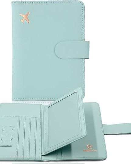 Melsbrinna Rfid Passport Holder for Travel women/Men, Cute Passport Wallet Rfid Blocking Card Slots, Rfid Passport Cover/CaseTravel Wallet, Passport Book Holder (1, Green1)