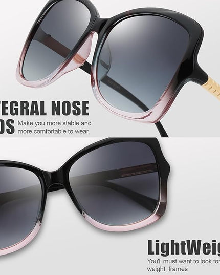 The Fresh Women's Oversized Square Jackie O Cat Eye Hybrid Butterfly Fashion Sunglasses - Exquisite Packaging