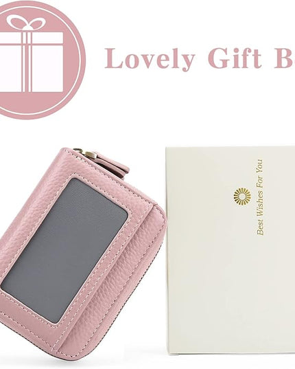 GOIACII Small Genuine Leather Wallet for Women, RFID Blocking Credit Card Holder Wallet