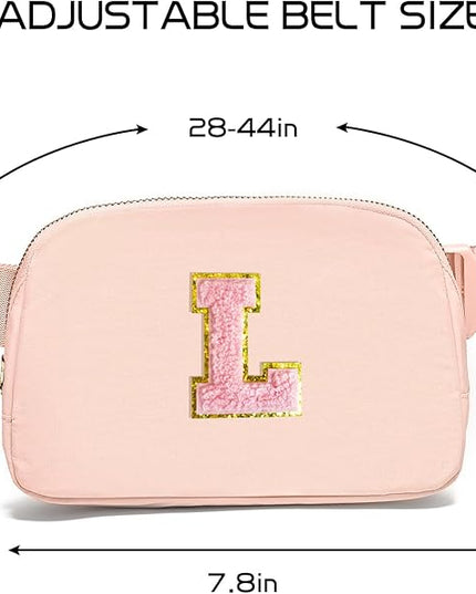Gitus 6 7 8 9 10 Year Old Girl Gifts Belt Bag Fanny Pack Crossbody Bags with Initial Letter Patch Things for Teen Girls Easter Gifts for Girls Travel Essentials（Coral Pink-L）