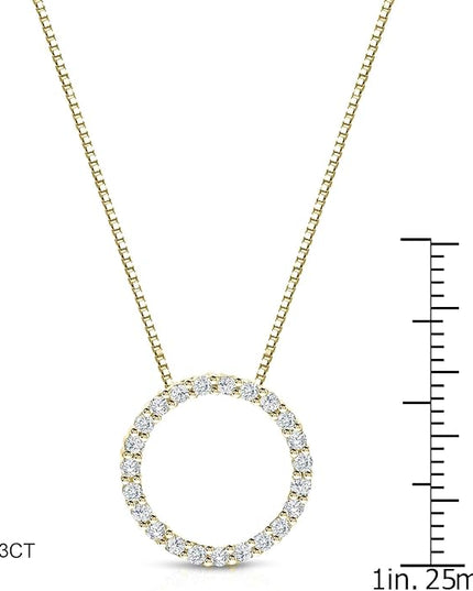 Diamond Wish 1/6 to 1 Carat Diamond Circle of Life Round Pendant Necklace for Women in 14k Gold (I1-I2, cttw) on 18 Inch Long Chain with Spring Ring Clasp