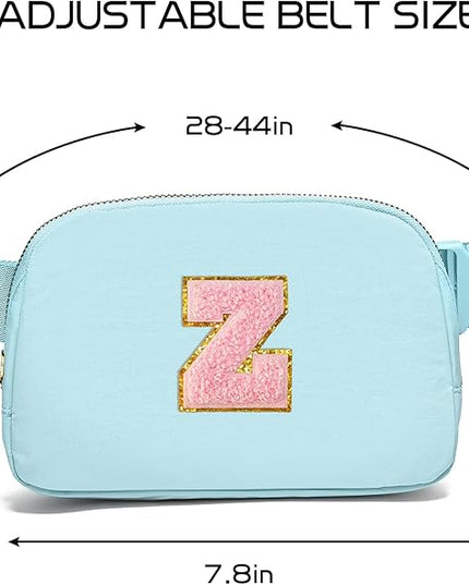 Gitus Gifts for 7 8 9 10 11 Year Old Girls Belt Bag Fanny Pack Crossbody Bags with Initial Letter Patch Birthday Gifts for Daughter Sister Friends Teen girls (Icing Blue-Z)