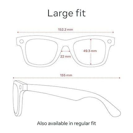 Ray-Ban Meta (Gen 1), Wayfarer, Large Matte Black | Smart AI Glasses for Men, Women — 12 MP Camera, Open-Ear Speakers, Video Recording, Bluetooth — Transitions® Clear Lenses — Wearable Technology