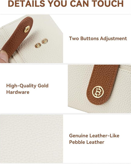 BOSTANTEN Slim Wallet for Women Small RFID Blocking Credit Card Holder Leather Bifold Wallets with Zipper Coin Pocket Beige＆Brown