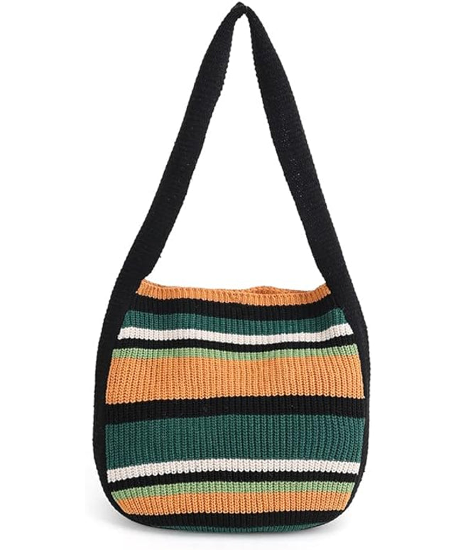 ENBEI Women's Crochet Tote Bag Knit Shoulder bag,Aesthetic Bag,Cute Eco-Friendly Tote for Travel,Daily Use,Gift Box Packaging