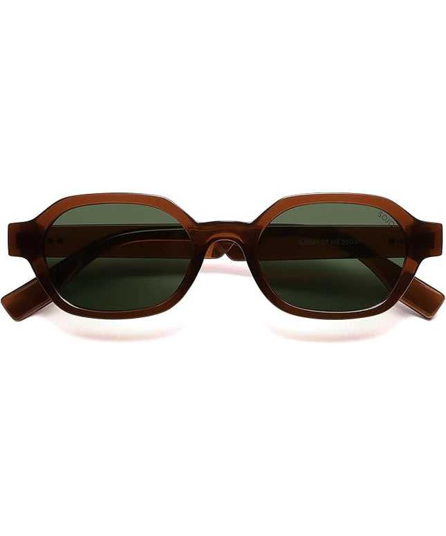 SOJOS Retro Polarized Hexagon Sunglasses for Women Men, UV400 Trendy Rectangle 70s 80s 90s Shades SJ2389