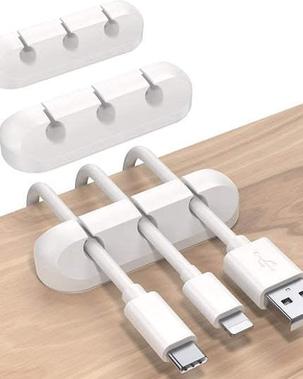SOULWIT Cable Holder Clips, 3-Pack Cable Management Cord Organizer Clips Silicone Self Adhesive for Desktop USB Charging Cable Nightstand Power Cord Mouse Cable Wire PC Office Home