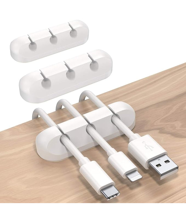 SOULWIT Cable Holder Clips, 3-Pack Cable Management Cord Organizer Clips Silicone Self Adhesive for Desktop USB Charging Cable Nightstand Power Cord Mouse Cable Wire PC Office Home