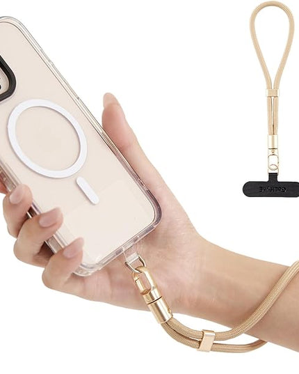 Phone Wrist Strap for iPhone & Samsung – 6mm Lanyard with 2 Non-Adhesive Tether Tabs | Secure Hand Strap for Men & Women (Case Required, for Smartphones) – Camel Beige