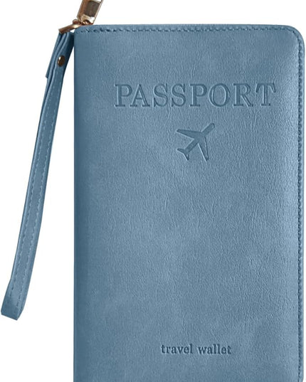Passport Holder for Travel, Passport Holder Cover Wallet for Women Men With Rfid Blocking, PU Passport Book Card Holder Case - Travel Essentials Accessories Blue