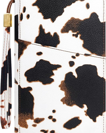 Family Passport Holder Wallet 6 Slots for Passport RFID Blocking Document Organizer PU Leather Mulit-purpose Travel Wallets Credit Cards Holder for Women Men, Brown Cow