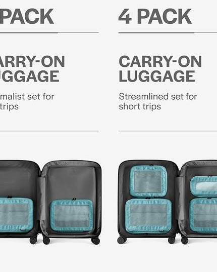 Aerotrunk Compression Packing Cubes for Travel - Luggage Organizer Bags - Double Zipper Packing Cubes for Suitcases (2-Pack, Teal)