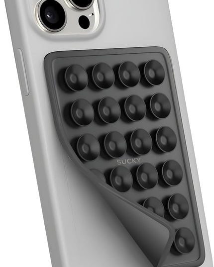 Suction Phone Case Mount, Phone Sticky Grip for iPhone and Android, Adhesive Phone Accessory, Hands-Free Mirror Shower Phone Holder for Videos and Selfies (Black)
