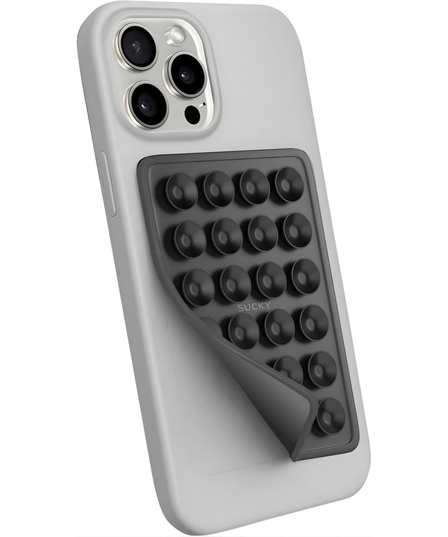 Suction Phone Case Mount, Phone Sticky Grip for iPhone and Android, Adhesive Phone Accessory, Hands-Free Mirror Shower Phone Holder for Videos and Selfies (Black)