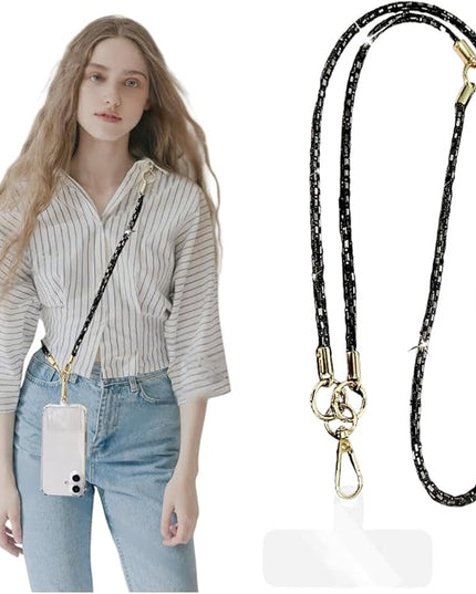 2Pcs Phone Crossbody Lanyard and Wrist Strap, Universal Cell Phone Lanyard Strap with 2Tether Tab