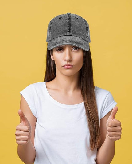 MEINICY 3 Packs Washed-Cotton Plain Baseball Cap, Vintage Adjustable Dad Hats Gift for Men/Women,Unstructured